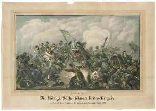 Die königlich-sächsische schwere Reiterbrigade erstürmt die große Schanze in der Schlacht an der Moskwa den 7. September 1812