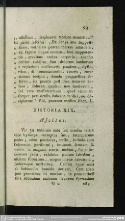 Historia XIX. Ascites