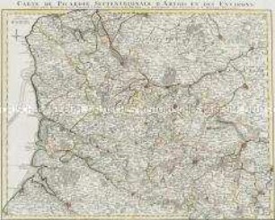 Carte de Picardie Septentrionale D'Artois Et Des Environs / Partie Meridionale de Picardie