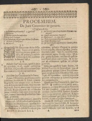 Prooemium. De Jure Canonico in genere