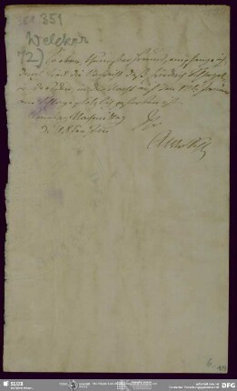 Eigenh. Brief von August Wilhelm von Schlegel an Friedrich Gottlieb Welcker, o.O., 18.01.1829