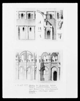 Caen, La Trinité, Langhaus, Risse und Schnitte