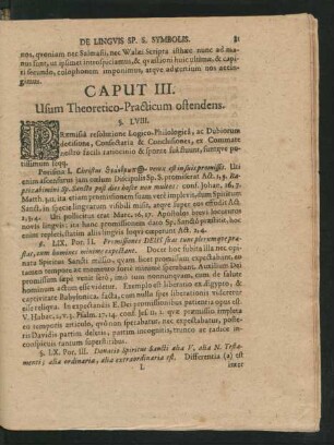 Caput III. Usum Theoretico-Practicum ostendens.