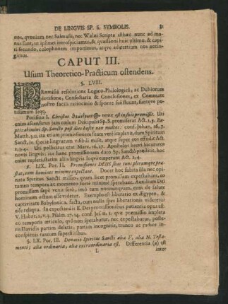 Caput III. Usum Theoretico-Practicum ostendens.