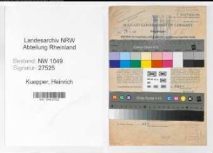 Entnazifizierung Heinrich Kuepper , geb. 05.05.1894 (Weichenwaerter)
