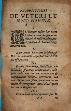 Propositiones De Veteri & Novo Homine : Ad Circvlarem Dispvtationem propositae