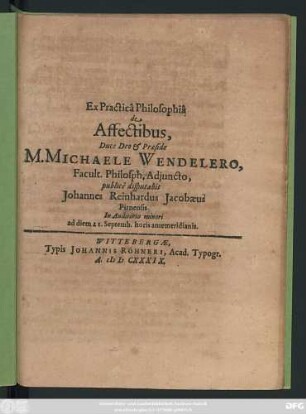 Ex Practica Philosophia de Affectibus