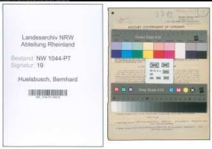 Entnazifizierung Bernhard Huelsbusch , geb. 09.04.1885 (Postbetriebsassistent)