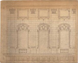 ohne Verfasserangabe; Würzburg (Bayern); Residenz, Bauaufnahme - Fassade (Teilansicht)