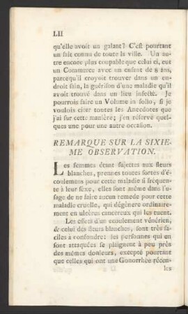Remarque Sur La Sixieme Observation