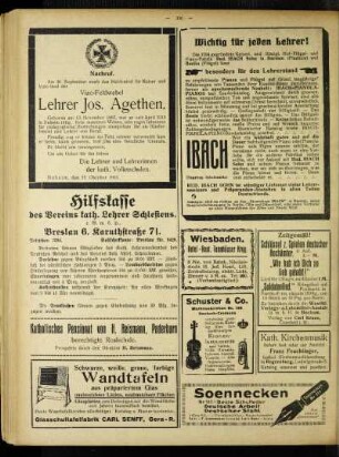 Nachruf : [Lehrer Jos. Agethen]