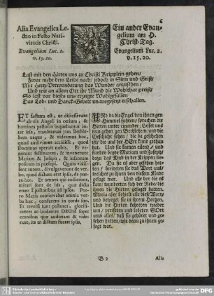Alia Evangelica Lectio in Festo Nativitatis Christi