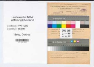Entnazifizierung Gertrud Beeg, geb. 07.03.1899 ()