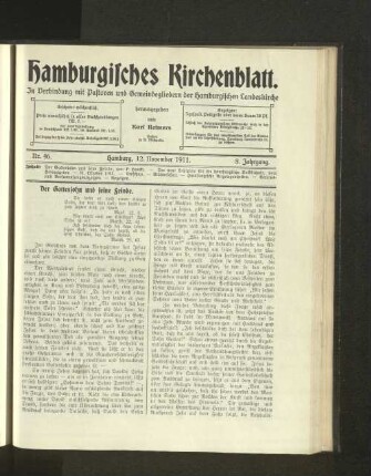 Nr. 46. Hamburg, 12. November 1911. 8. Jahrgang.