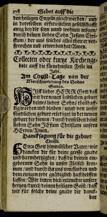 Collecten oder kurtze Kirchengebete auff die fürnehmsten Feste im Jahr.