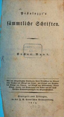 Pestalozzi's sämmtliche Schriften, 1. Bd.1, Lienhard und Gertrud ; Theil 1