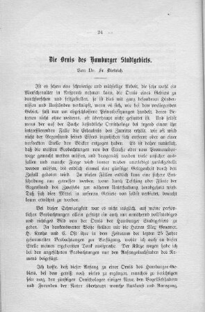 Die Ornis des Hamburger Stadtgebiets.