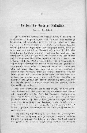 Die Ornis des Hamburger Stadtgebiets.