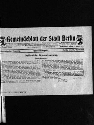 Sonderausgabe, 10. April 1924