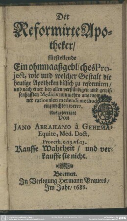 Der reformirte Apotheker