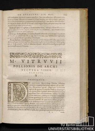 M. Vitruvii Pollionis De Architectura Liber Octavus.