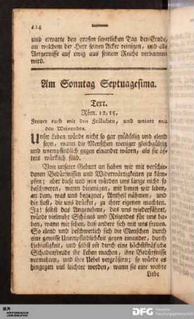 Sonntage ab Septuagesima bis Ostern.
