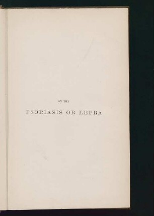 On the Psoriasis or lepra