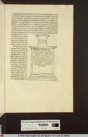 [Sockel mit Inschrift und kelchförmigem Aufsatz]