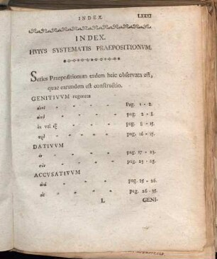 Index. Hvivs Systematis Praepositionvm.