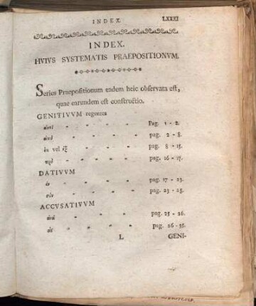 Index. Hvivs Systematis Praepositionvm.