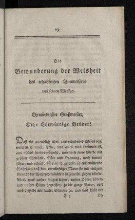 Die Bewunderung der Weisheit des erhabensten Baumeisters aus seinen Werken.