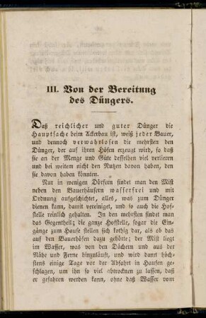III. Von der Bereitung des Düngers.