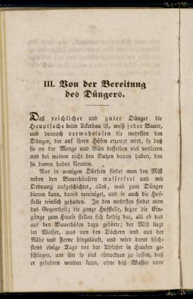 III. Von der Bereitung des Düngers.