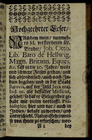Hochgeehrter Leser.