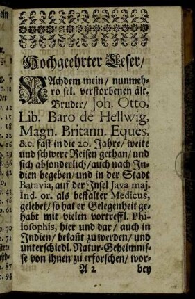 Hochgeehrter Leser.