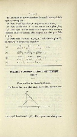 Concours d'admission a l'École Polytechnique (1887).