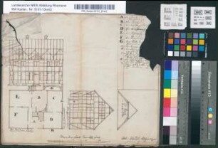 [Grundriß, Vorder- und Seitenansicht eines Fachwerkhauses]. Joh. Hend. Blancken, Zimmermeister