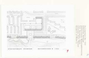 Stadtautobahn Rehberge, Berlin-Wedding (Diplomarbeit bei Kurt Dübbers): Grundriss Wohngeschoss B 1:500