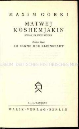 Roman von Maxim Gorki in deutscher Übersetzung (Band 2)