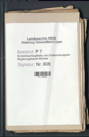 Kirchenbuchduplikate der katholischen Gemeinde Gladbeck (H 1815-1830, H 1833-1874). (Gemeinde: Gladbeck, katholische Gemeinde )