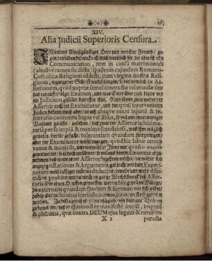 XIV. Alia Iudicii Superioris Censura