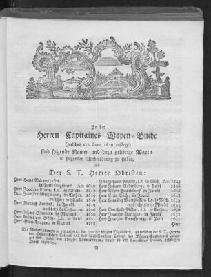 Der S. T. Herren Obristen.