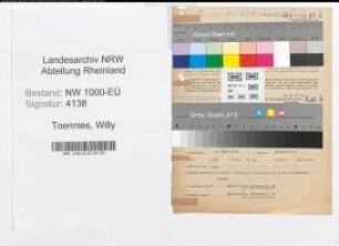 Entnazifizierung Willy Toennies, geb. 16.03.1896 (Angest.)