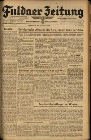 Ausgabe vom Donnerstag, den 08. Februar 1945.