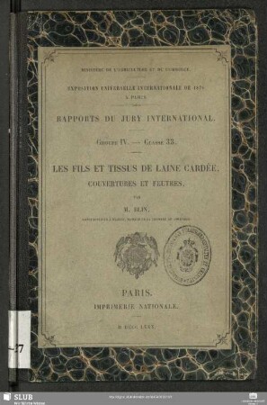 Rapport sur les fils tissus de laine cardée : couvertures et feutres