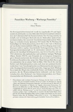 Panofskys Warburg - Warburgs Panofsky
