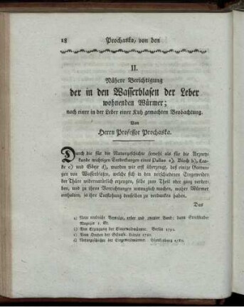 II. Nähere Berichtigung der in den Wasserblasen der Leber wohnenden Würmer...