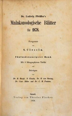 Malakozoologische Blätter. 25. 1878