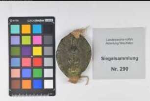 Siegler: Münster, Bischof Werner Überlieferungsart: Original. Stoff: Wachs Farbe: grün Form: spitzoval. Durchmesser: 60 Art: Typ: Umschrift: