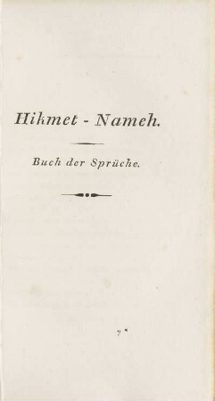 Hikmet-Nameh. Buch der Sprüche